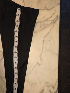 adidas Black Joggers with White Logo Tape